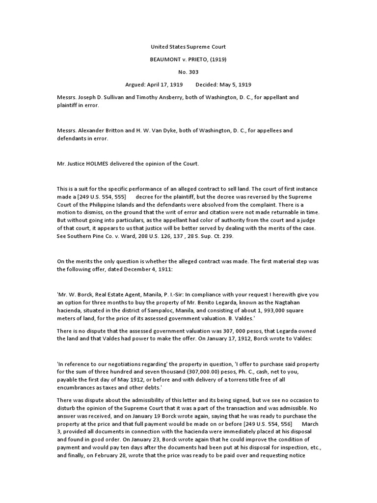 Beaumont Vs Prieto (41 Phil 670) PDF Conveyancing Courts