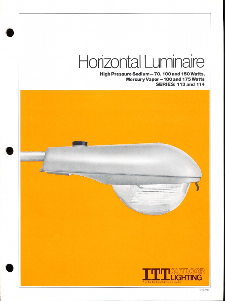 175W Horizontal Luminaire Overview | PDF | Lighting | Refractory