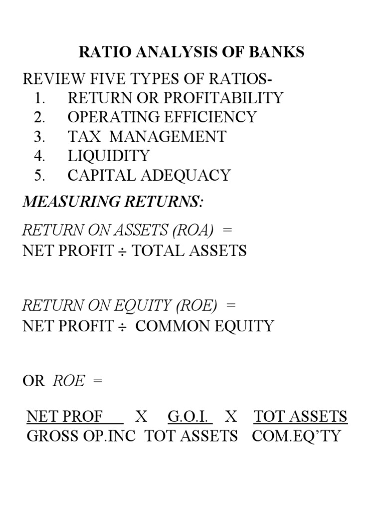 Ratio Analysis of Banks: Measuring Returns | PDF | Finance & Money ...