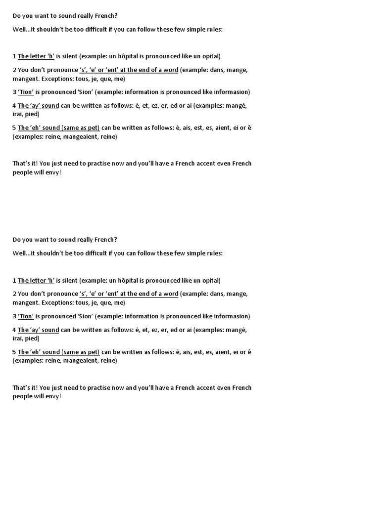 French Pronunciation Golden Rules