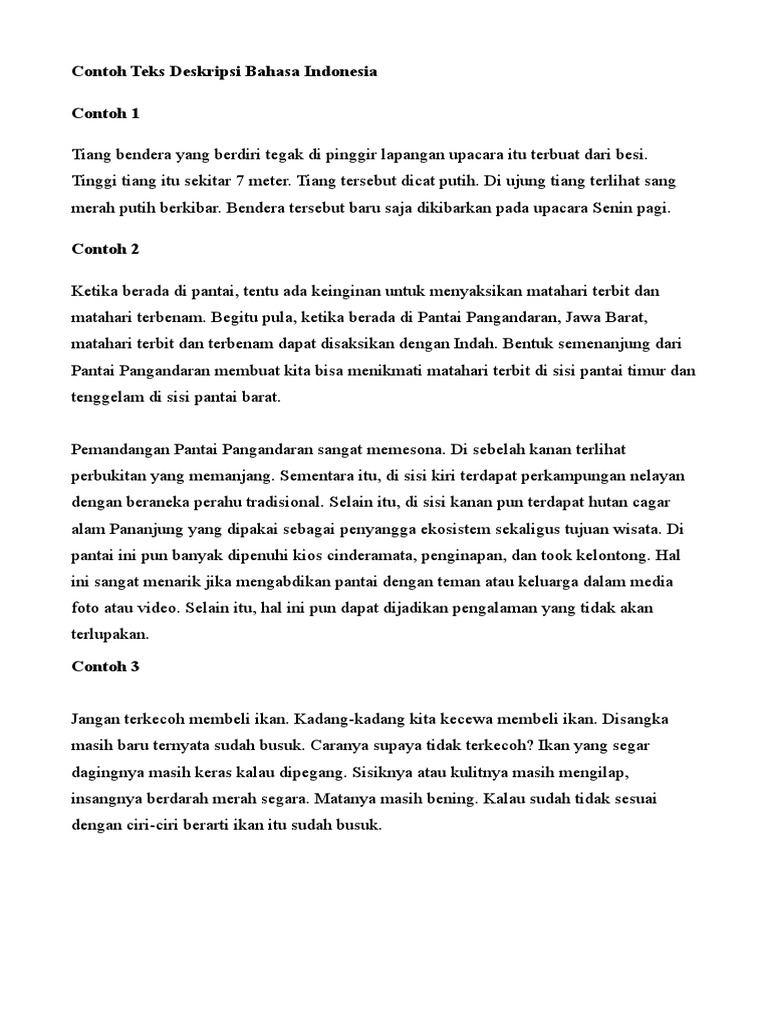 Contoh Teks Deskripsi Bahasa Indonesia | PDF