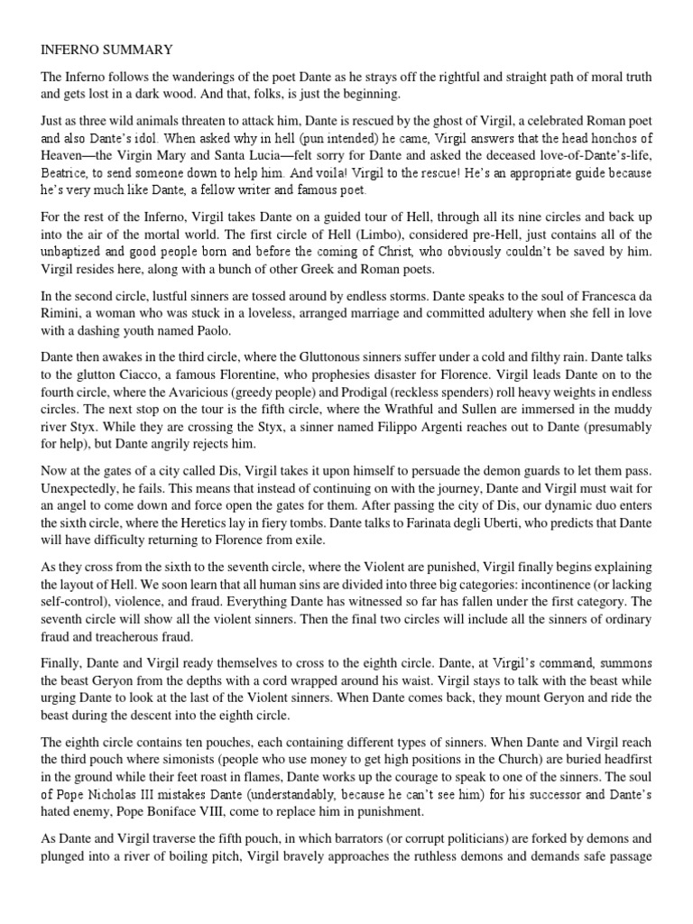 DANTE S INFERNO SUMMARY visual data 3