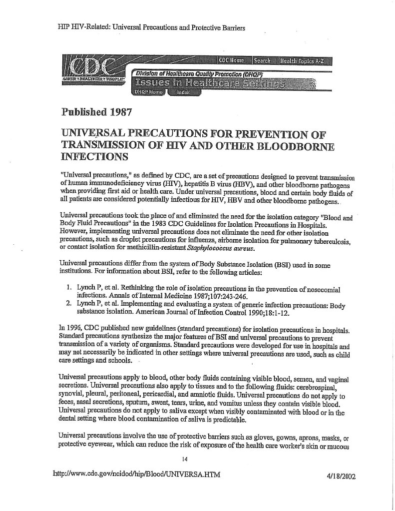 Universal Precautions | PDF