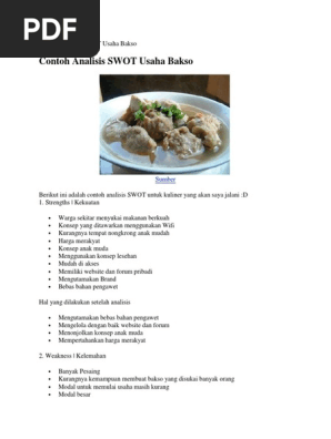 Kumpulan Soal Pelajaran 4 Contoh Analisis Swot Makanan Bakso