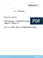 Mark Scheme - Results Summer 2013 Gce Biology International (6BI07) Paper 01 Unit 3: Prac - Biol.& Research (Wa)