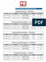 Civil, Mechanical, EE, EC Weekend Classes Schedule