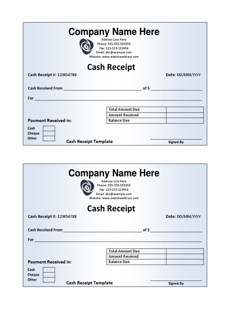 Free Printable Cash Receipt Template