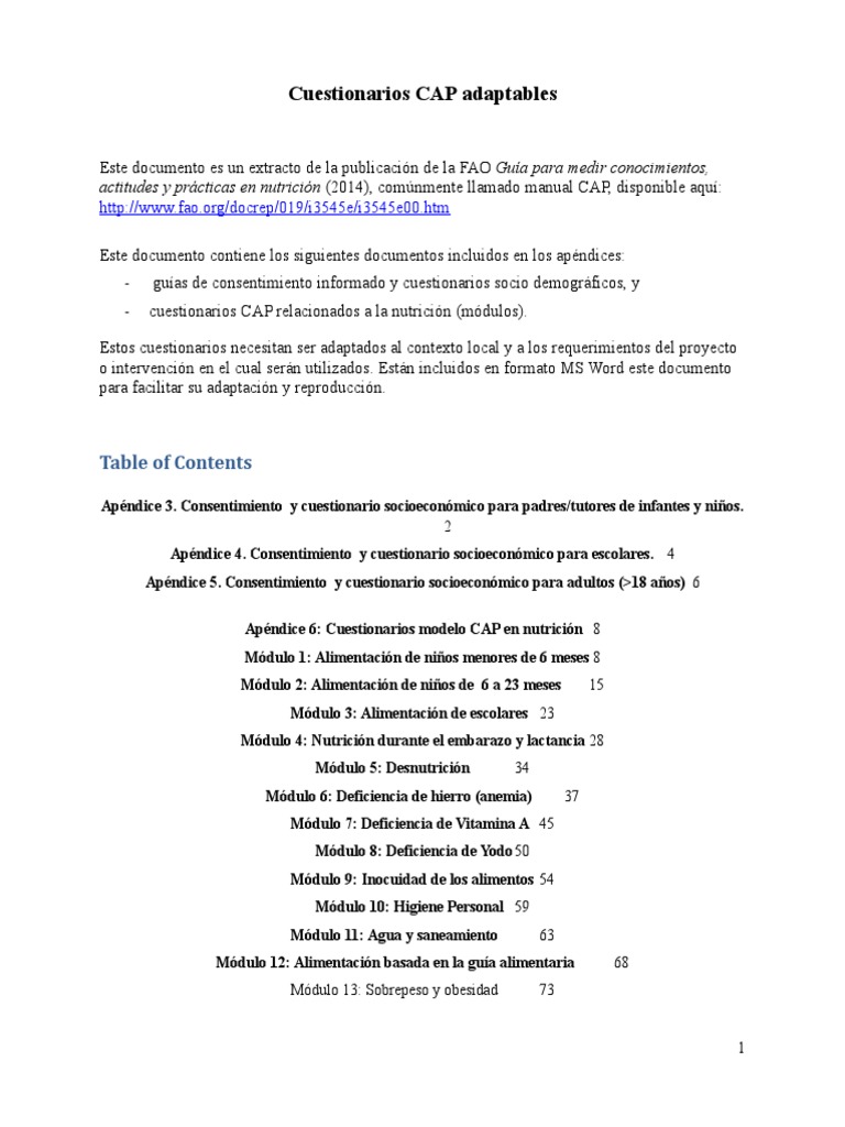 Adaptable KAP Model Questionnaires SPANISH | PDF | La leche materna ...