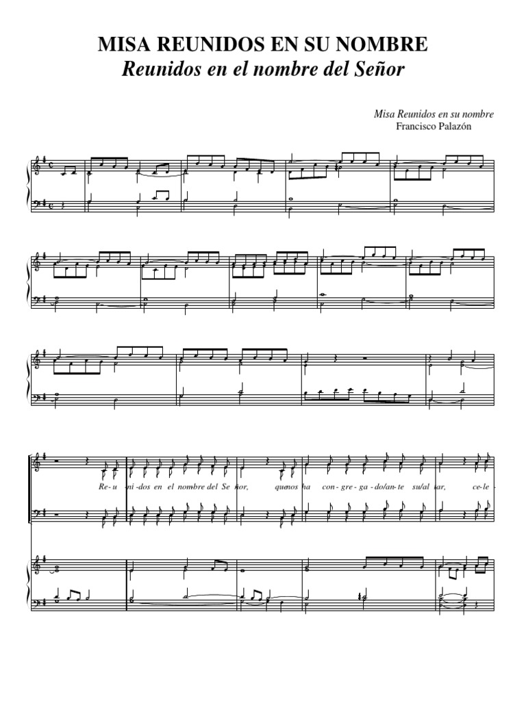 Partitura: Reunidos en el Nombre del Señor | PDF