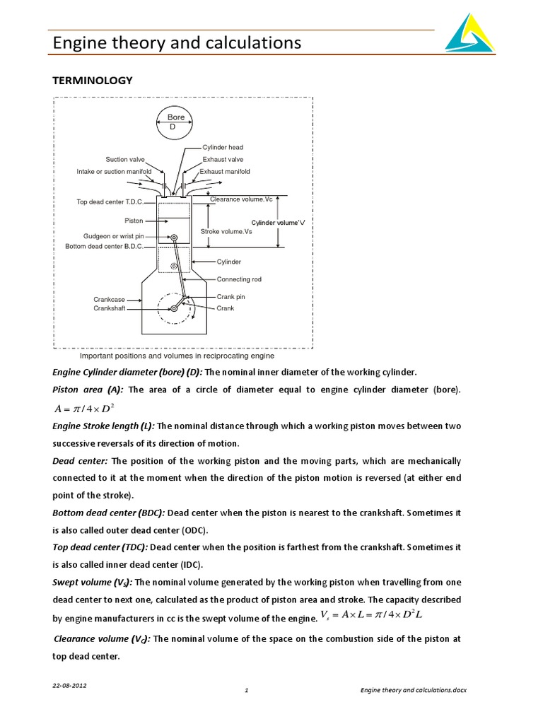 Engine Theory and Calculations PDF Internal Combustion Engine Piston