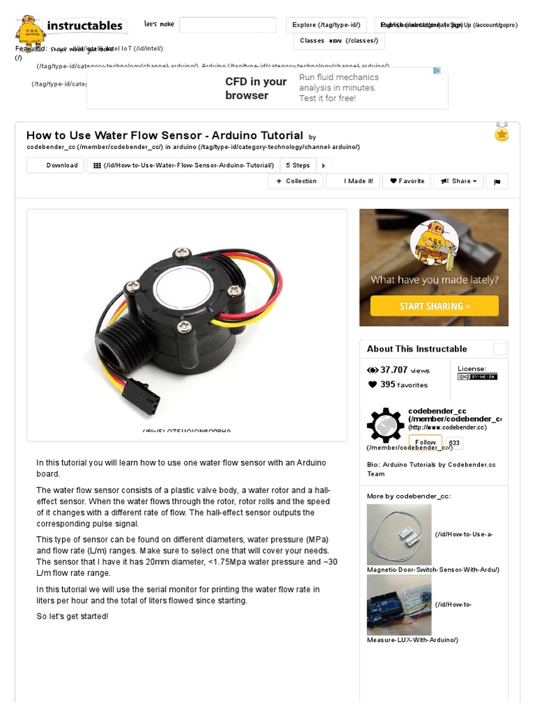How To Use Water Flow Sensor - Arduino Tutorial - All | PDF | Arduino ...