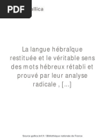 La Langue Hébraïque Restituée - Fabre d'Olivet 