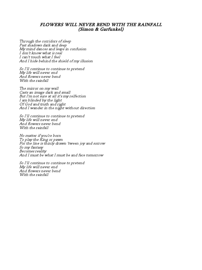 Flowers Will Never Bend With The Rainfall (Simon & Garfunkel) PDF