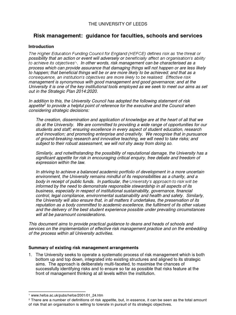 Risk Management Guidance | PDF | Risk | Risk Management