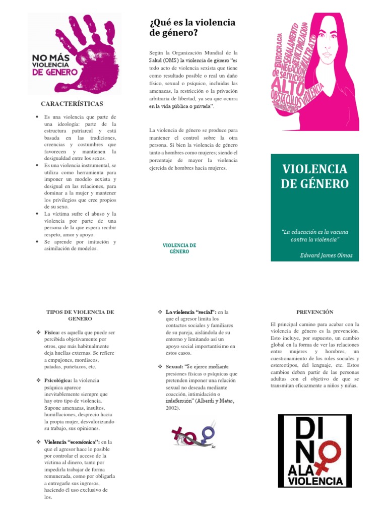FOLLETO SOBRE VIOLENCIA DE GENERO La violencia contra las mujeres Violencia Prueba