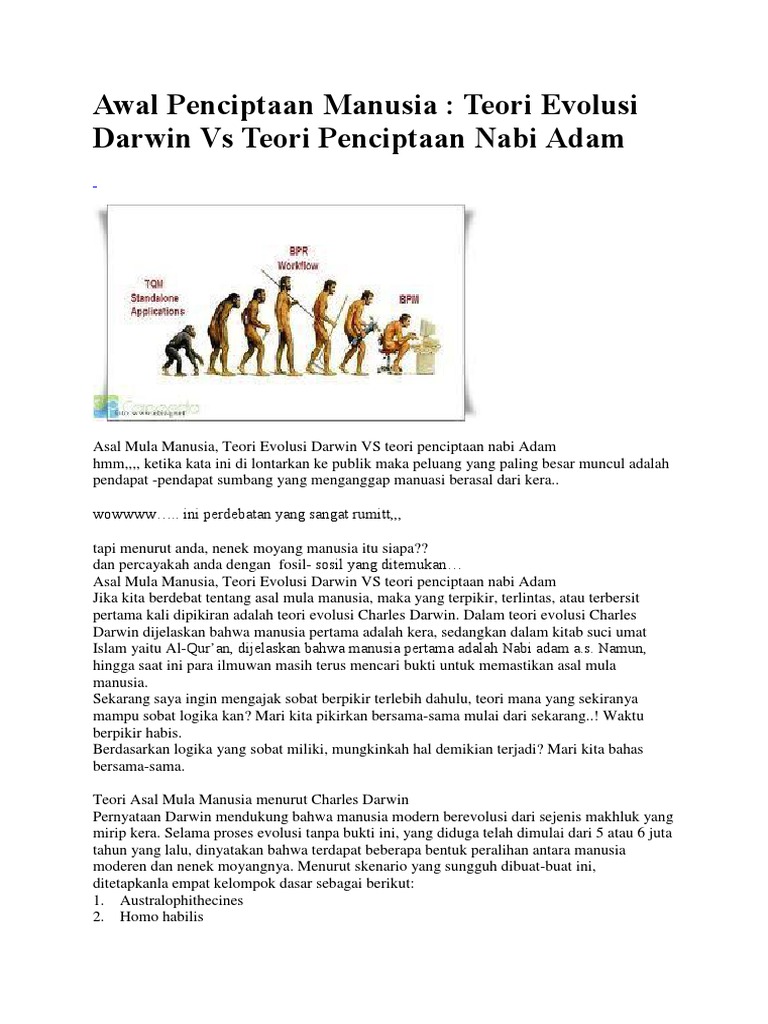 Awal Penciptaan Manusia Pdf