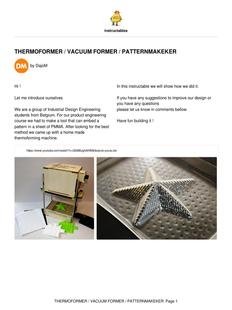 DIY Thermoformer Vacuum Forming Guide | PDF | Electrical Resistance And ...