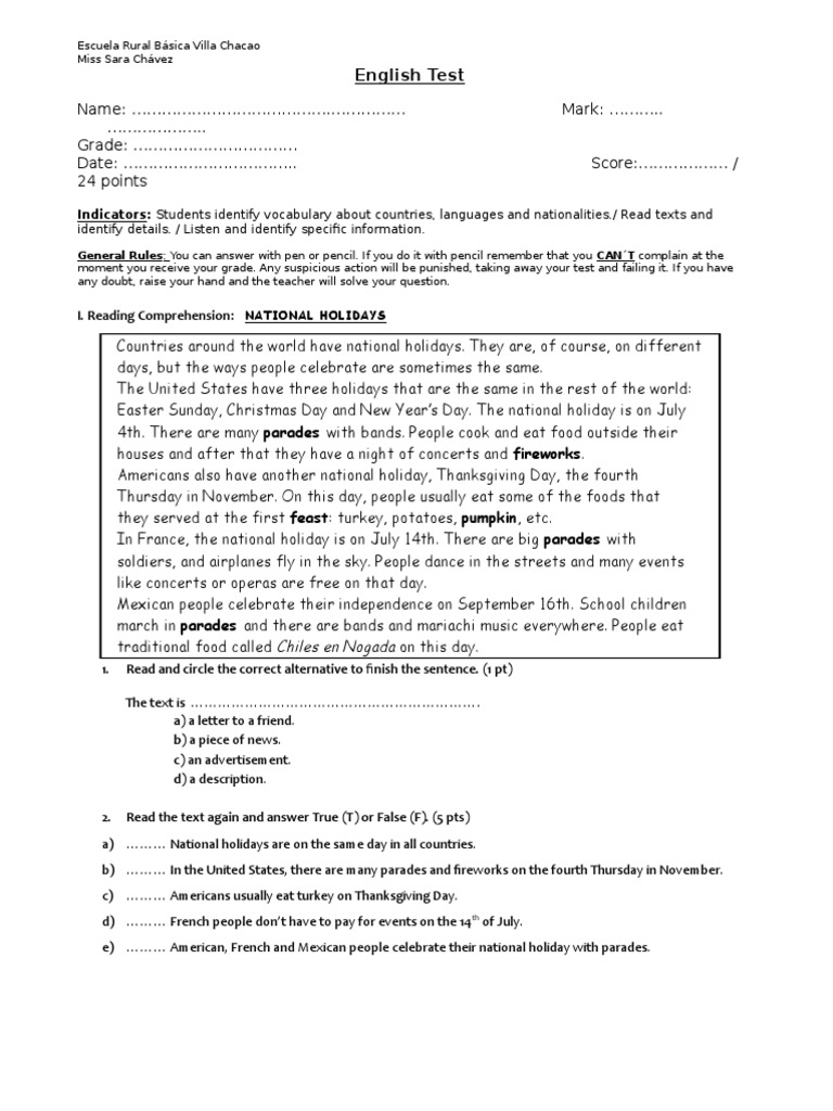 english world 2 unit 8 test