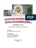 Humidificación: Cálculos de transferencia de masa y calor en una torre de enfriamiento