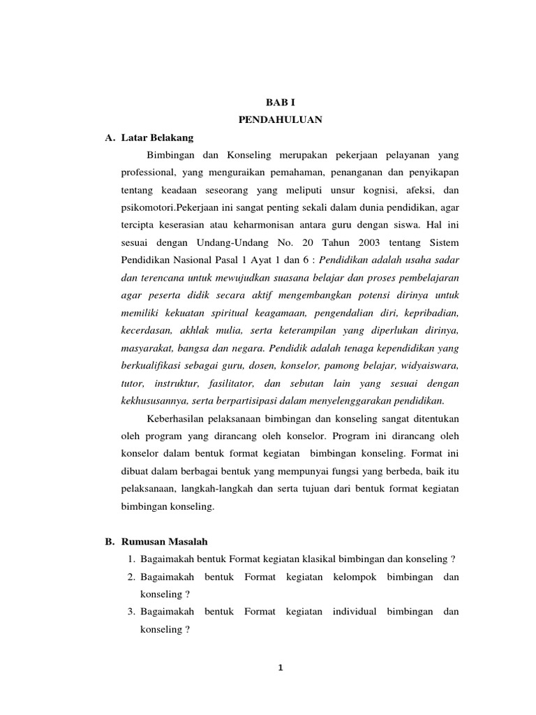 Makalah Format Kegiatan Bk