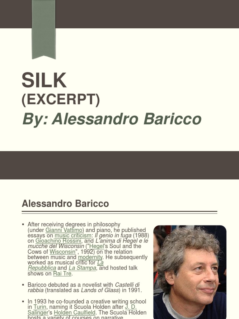 Silk (EXCERPT) By Alessandro Baricco PDF Leisure