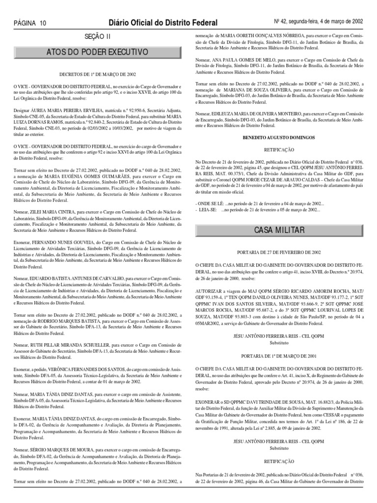 Atos do Poder Executivo - DF, Mar 2002 | PDF | Administração pública ...