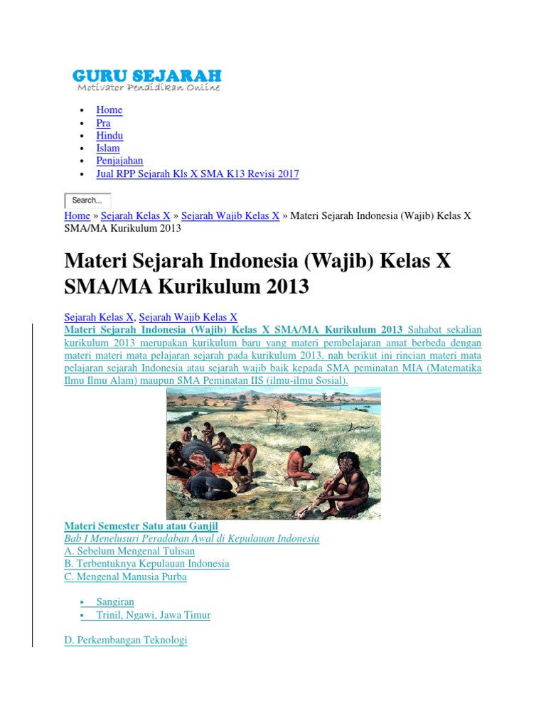 Materi Pelajaran Sejarah Kelas X Semester 2 - Seputar Sejarah
