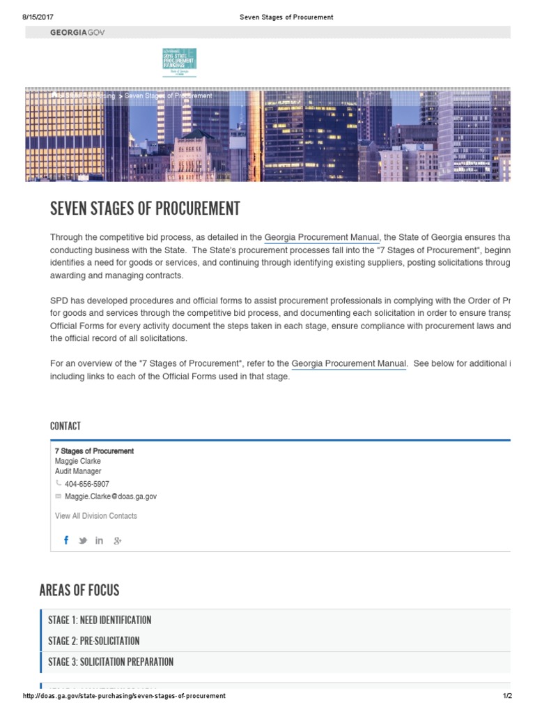 Georgia's 7 Stages of Procurement Guide | PDF | Procurement | Government