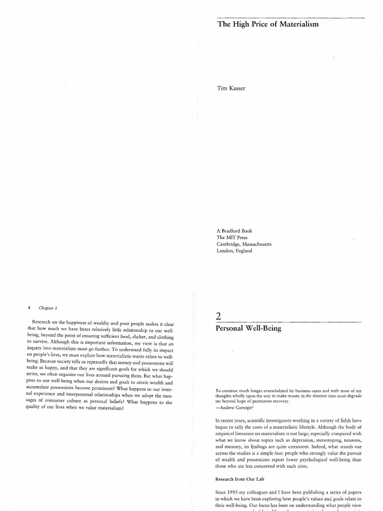 The High Price of Materialism PDF PDF