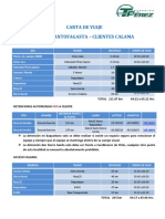 Carta de Viaje Planta Antofagasta - Clientes Calama