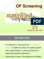 Types OF Screening: by Praveen Roll - 96 Guided by - Sipra Mam