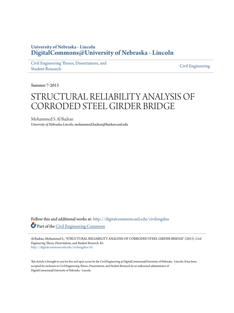 Structural Reliability Analysis of Corroded Steel Girder Bridge | PDF ...
