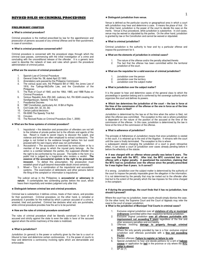 Revised Criminal Procedure Rules Overview | PDF | Criminal Procedure In ...