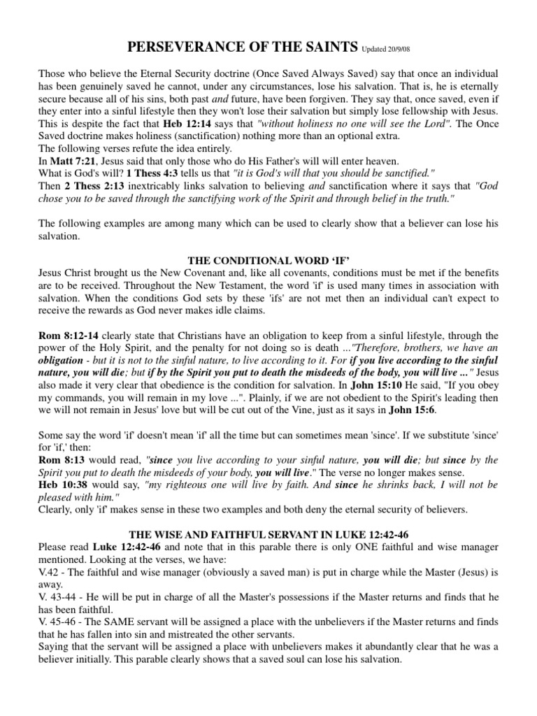Perseverance Of The Saints Pdf Perseverance Of The Saints