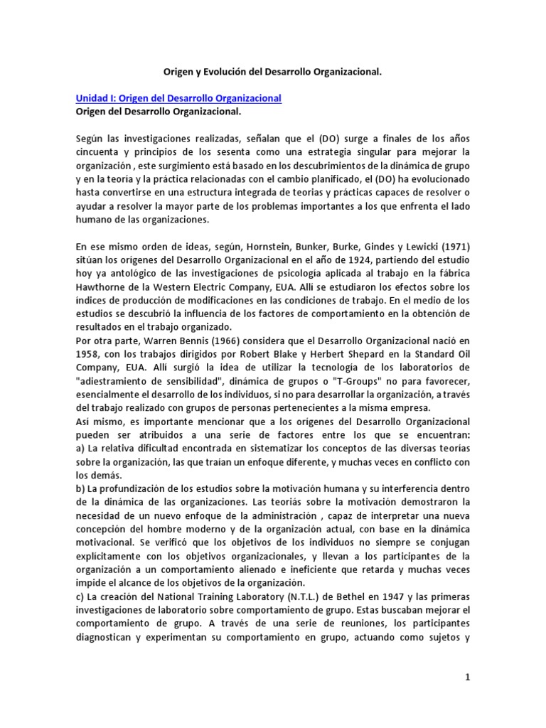 Origen y Evolución Del Desarrollo Organizacional | PDF | Desarrollo ...