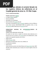 Factores Que Afectan El Correcto Llenado de Los Registros Clínicos de Enfermería