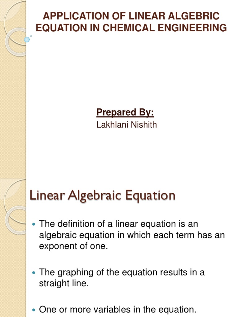 Linear Algebra in Chemical Engineering | PDF | System Of Linear ...