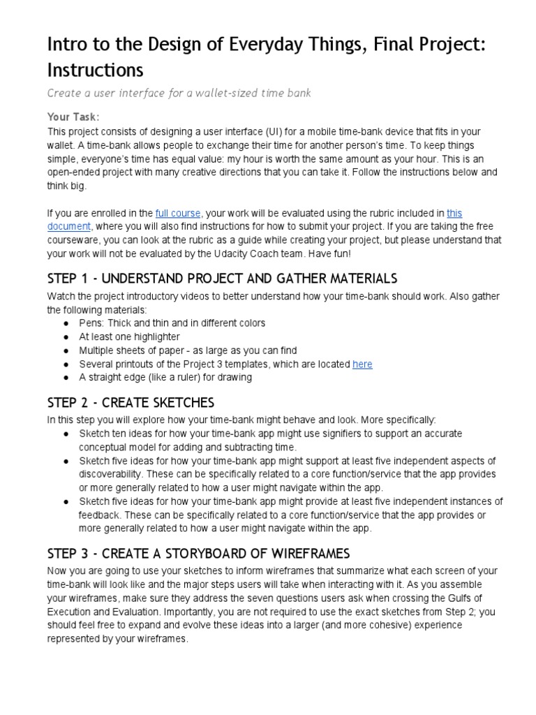 Intro To The Design of Everyday Things, Final Project: Instructions ...