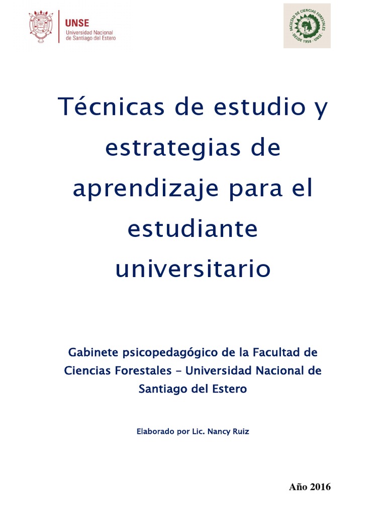 Tecnicas de Estudio y Estrategias de Aprendizaje para El Estudiante ...
