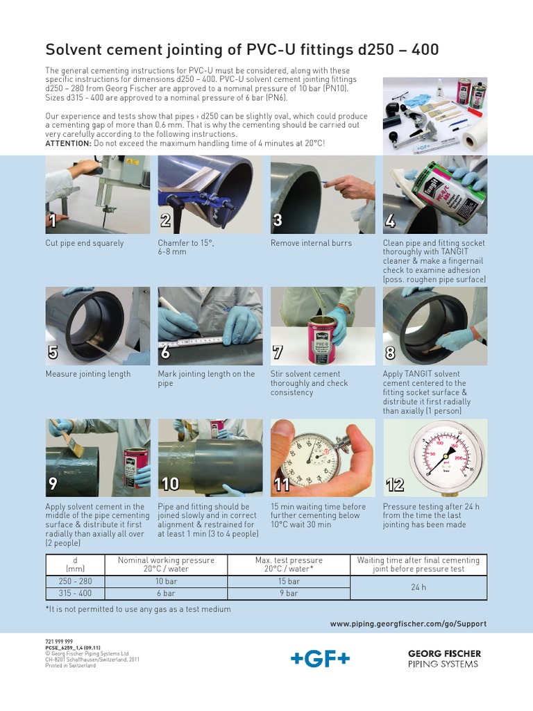Solvent Cement Jointing of PVCU Fittings d250 400 Pipe (Fluid
