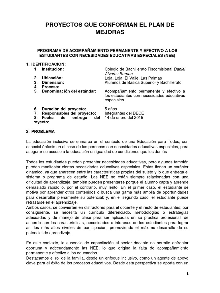 Acompañamiento a Estudiantes con NEE | PDF | Plan de estudios | Aprendizaje
