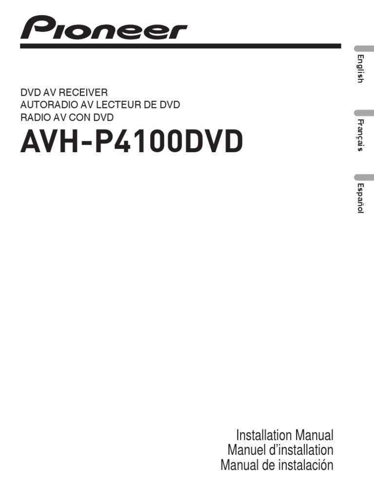 Pioneer AVH-P4100DVD Installation Manual | PDF | Electrical Wiring