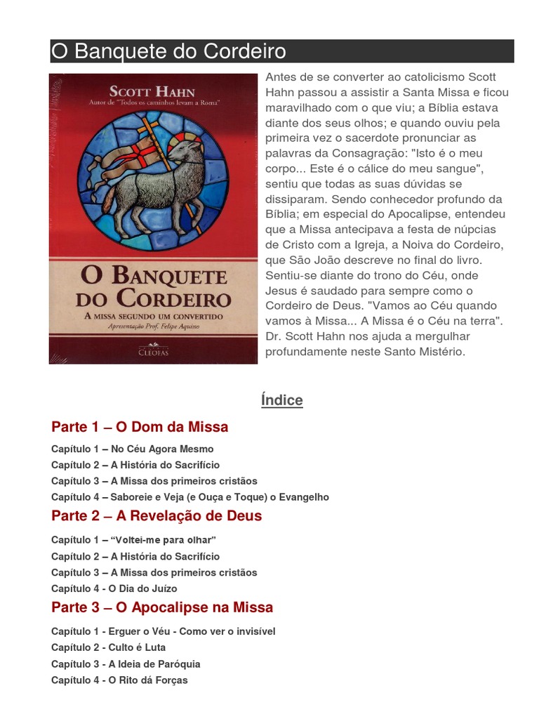 O Banquete Do CordeiroDr Scott Hahn.pdf Eucaristia
