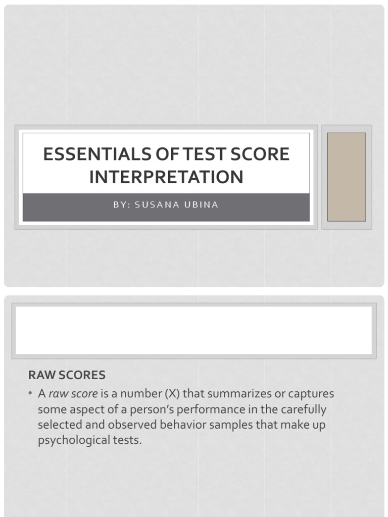 Test Score Interpretation Essentials | PDF | Test (Assessment) | Tests