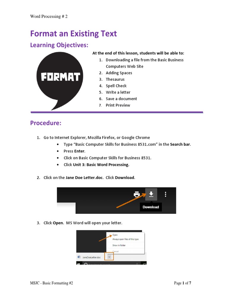 Wordprocessinglesson 2 | PDF | Word Processor | Microsoft Word