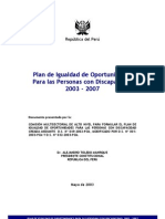 Plan de Igualdad de Oportunidades para Las Personas Con Discapacidad