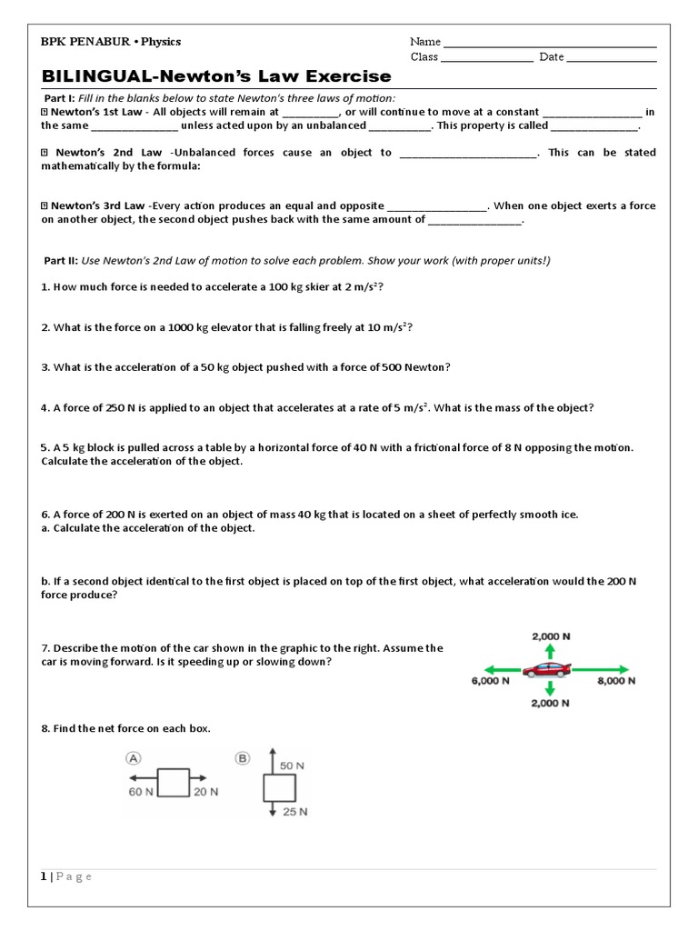 Newton's Law Exercise Newton's Laws Of Motion Force Free 30day