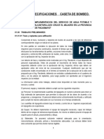 Caseta de bombeo: especificaciones para relleno y excavación