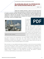 ¿Cómo Es La Relación Del Dólar y El Petróleo en Colombia - Expectativas para El 2015