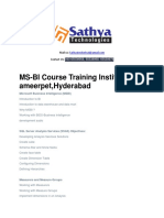 Msbi Training Institute in Hydrabad